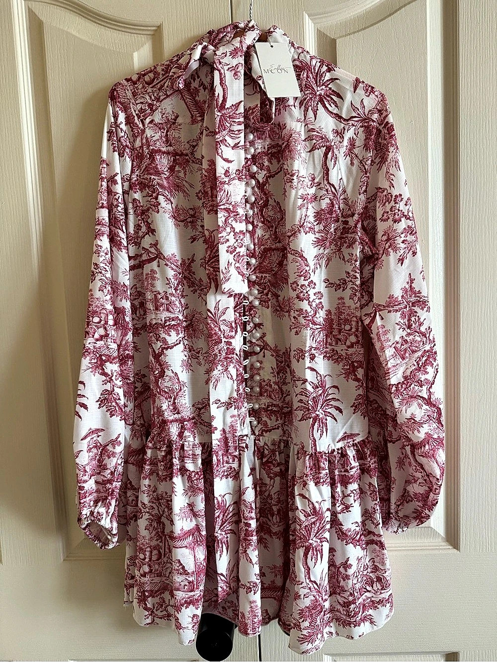 New Endless Moon Brassia Print Dress Dress Pink & White Small